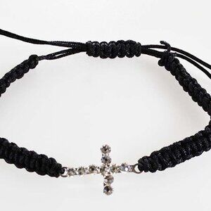 Crystal Cross Adjustable Braided Bracelet
